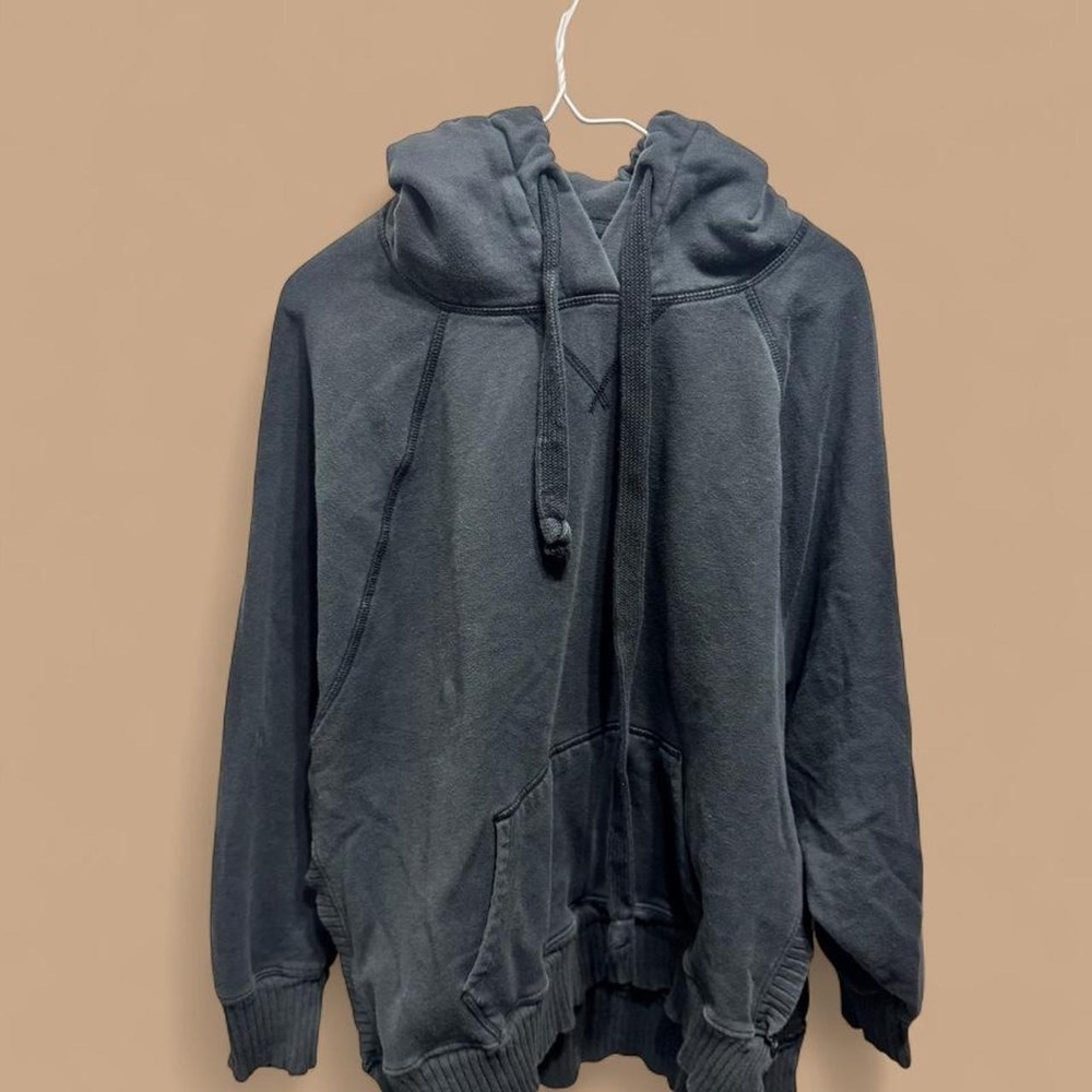 American Eagle Faded Black Oversized Zip Hoodie XL Grunge Y2K Streetwear
